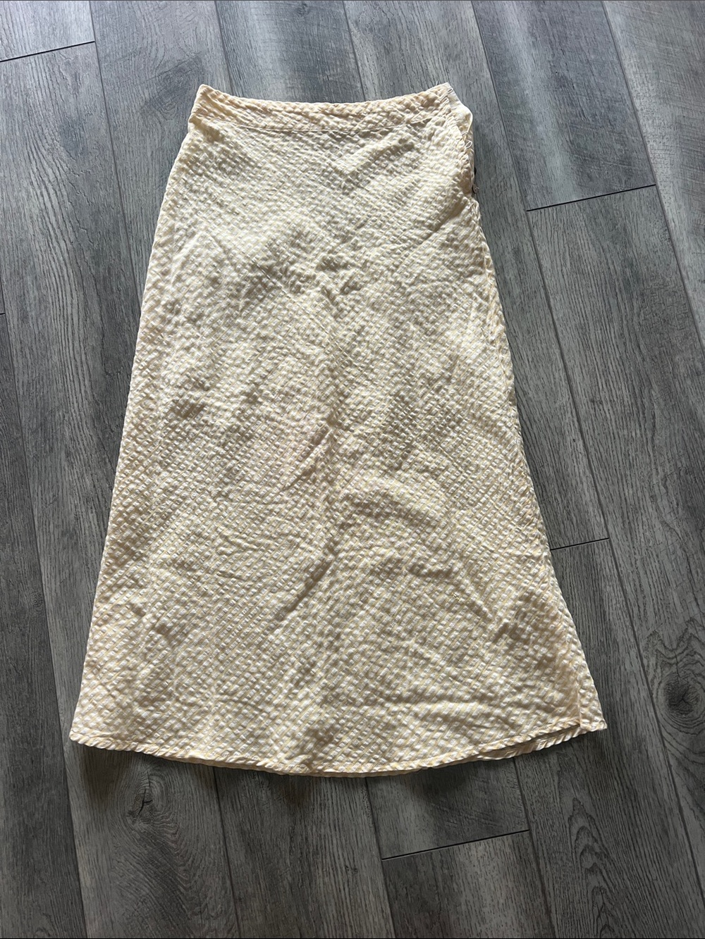Free People yellow Textured A-Line Midi Skirt